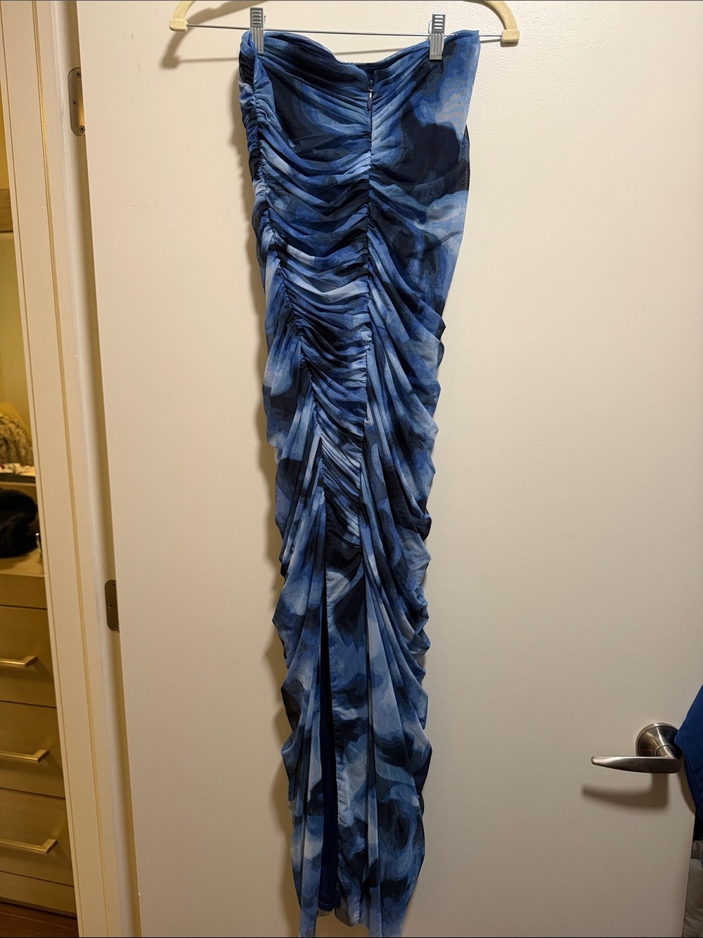 Blue Ruched Maxi Dress - Picture 4 of 5